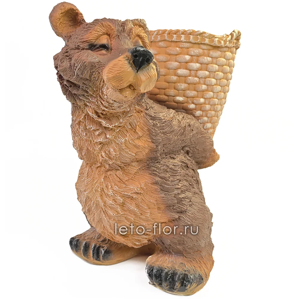 садовая фигура медведь с корзиной н30