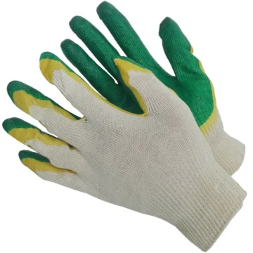 Перчатки х/б с двойным облитием, зеленые